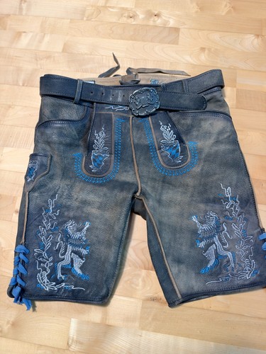 Lederhose kurz grau mit - gr., 48