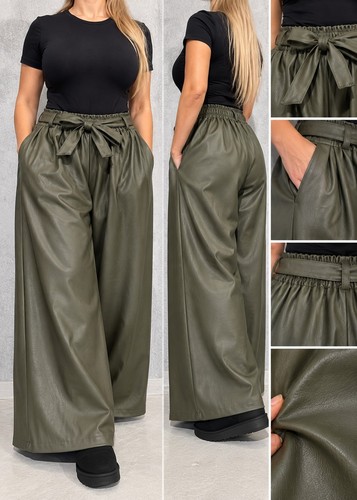Damen kunstleder hose wide - damen,