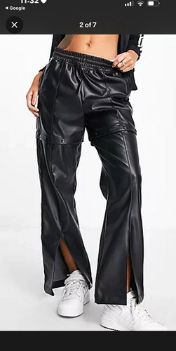 Damen kunstleder cargohose - damen,