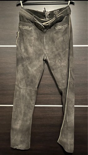 Lederhose steingrau lang - steingrau, gr